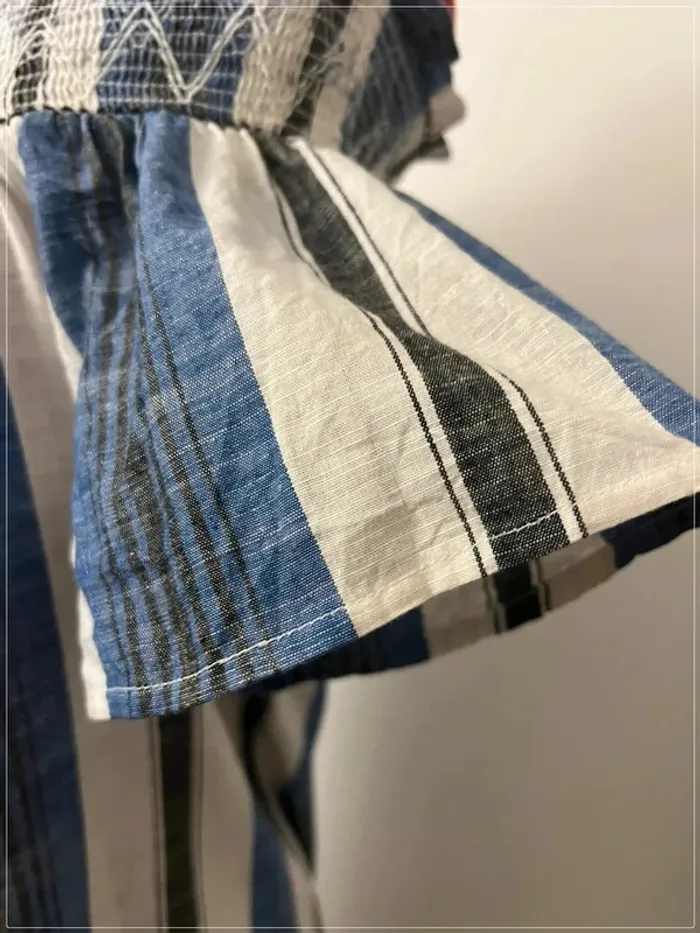 Robe col bardot rayée bleue et blanche Primark - photo numéro 4