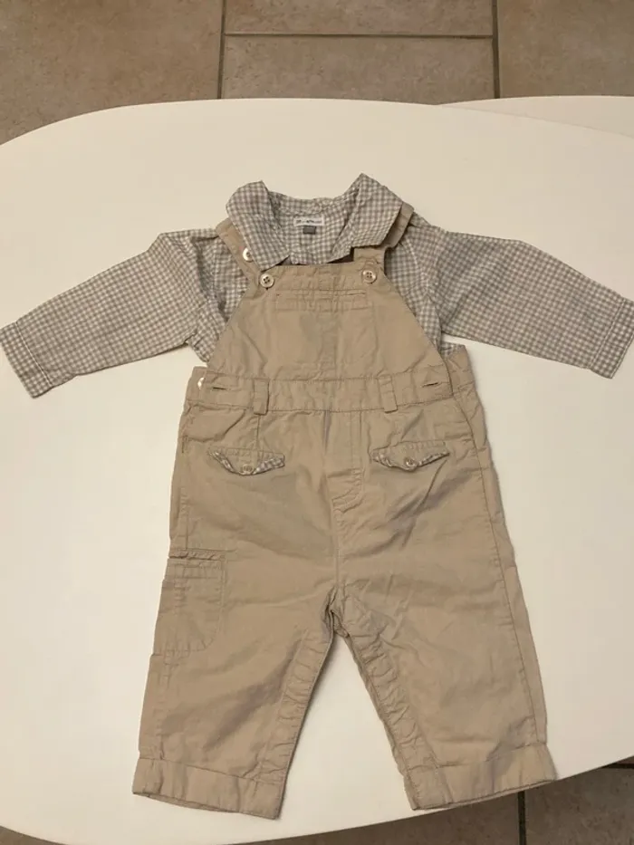 Bel ensemble chemise salopette 6M DPAM