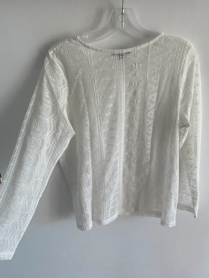 Haut manche longue avec broderie kiabi blanc transparent - photo numéro 6