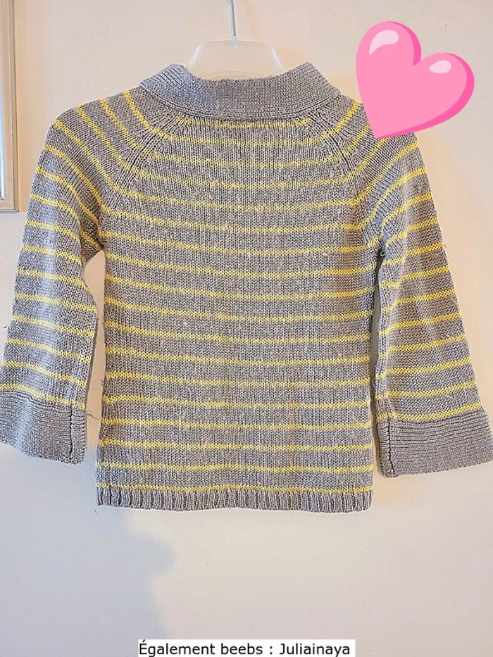 Pull gris a rayure jaune "orchestra" taille 6 ans - photo numéro 4