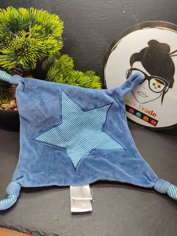 doudou plat absorba bleu clair  rayé rayure noeud étoile Foncé Marine