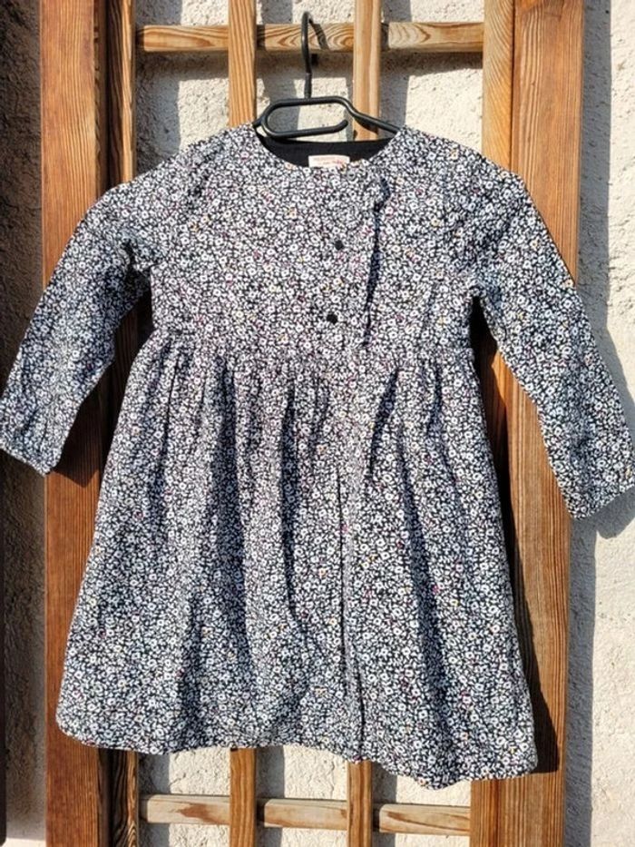 DPAM robe velours, douce, Du Pareil Au Même.. noire à fleurs blanches, 6 ans - photo numéro 2