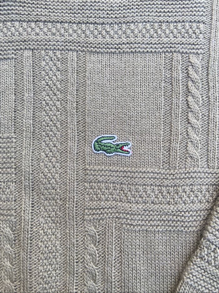 Pull à ras du cou torsadé Lacoste beige/marron clair de taille S - photo numéro 4