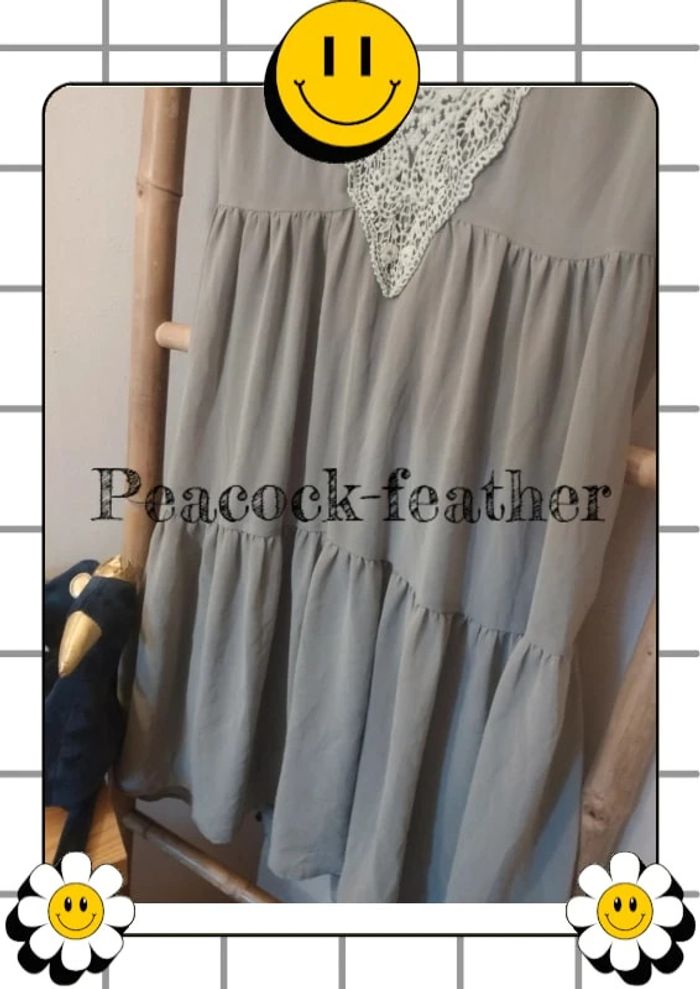 Robe kaki bohème dentelle T1 36/38 - photo numéro 3