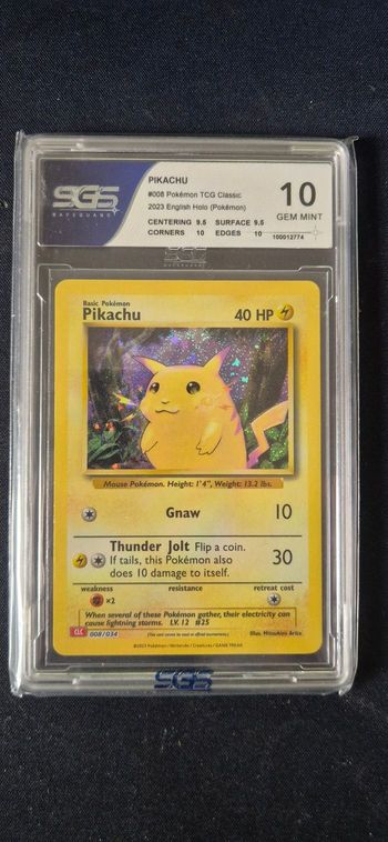 Pikachu Pokémon TCG Classic SGS 10 GEM MINT ⚡ Premium Slab – 2023 Reprint