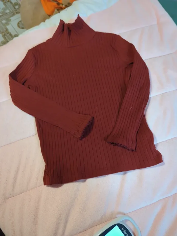 Pull col roulé rouille