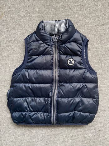Petit Bateau - Doudoune sans manches bleu marine réversible 12 mois - 74 cm