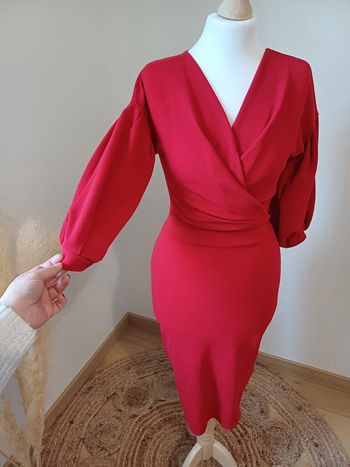 Robe rouge chic cache-coeur moulante Boohoo taille XS 34