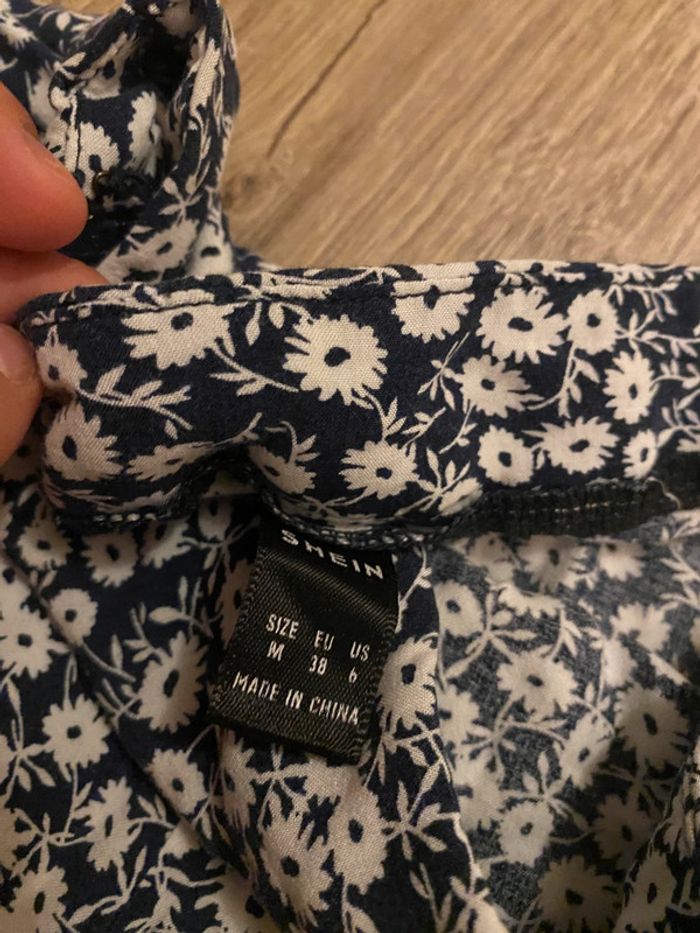 pantalon fluide fleuri bleu à jambes larges - photo numéro 5