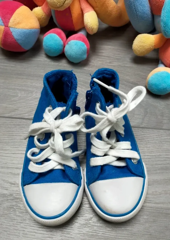 Baskets montantes toile lacets et fermeture éclair bleu 21 La Redoute - photo numéro 2