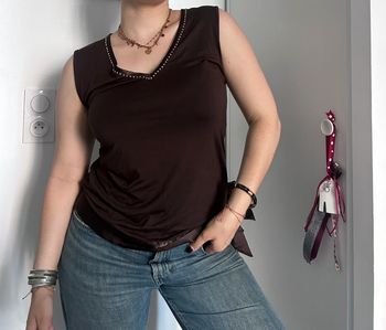 Débardeur marron Darjeeling Lingerie – Taille 40 | Détails raffinés | Très bon état