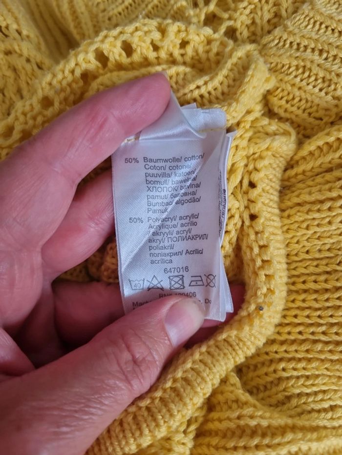 Pull jaune ajouré long taille XL - photo numéro 5
