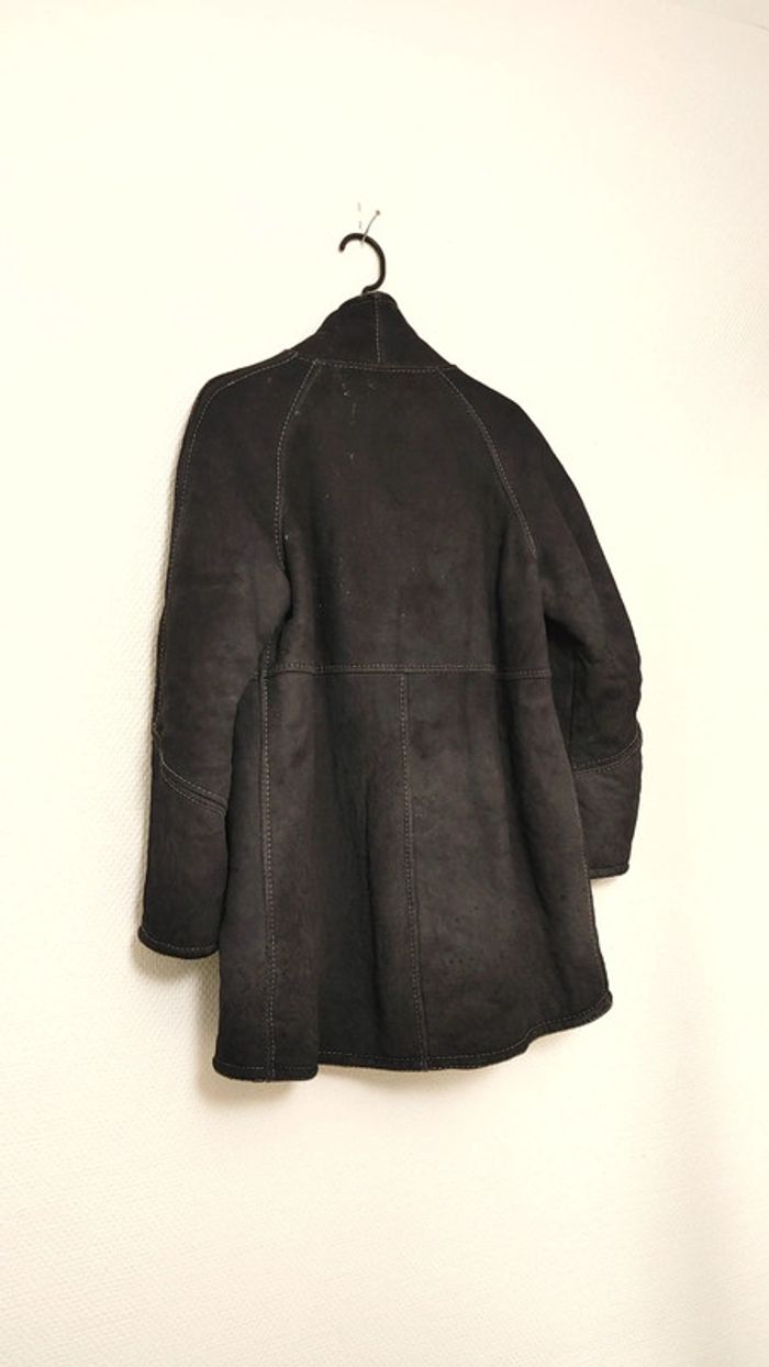Beau manteau Vintage en peau de mouton retourné shearling monotone sheepskin fourrure lainée - photo numéro 4