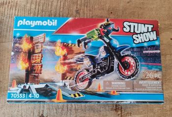 Playmobil Stunt Show 70553 - Pilote de moto et mur de feu