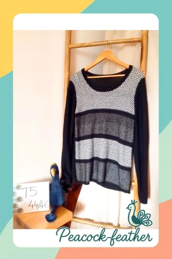 Pull noir gris T5 femme