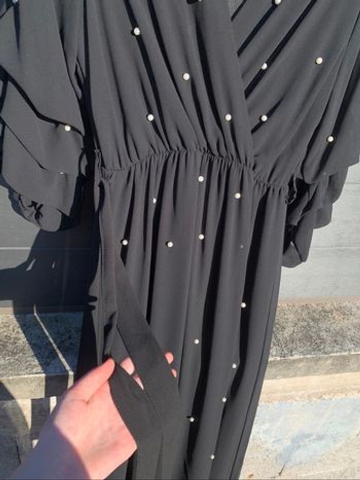 Robe noire à perles manche 3/4 fête soirée taille unique zara basic - photo numéro 5