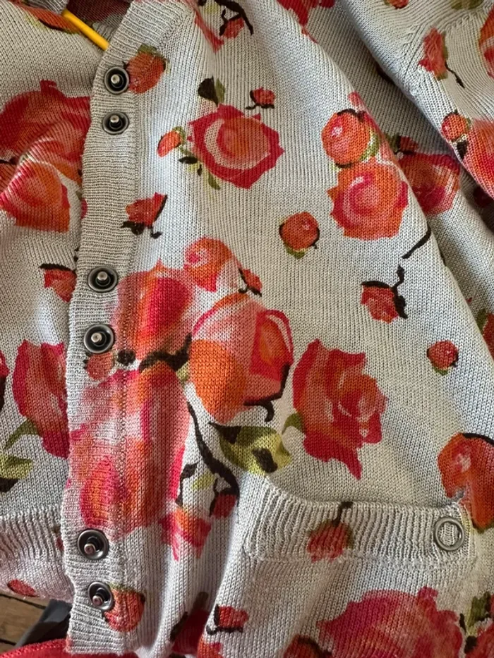 Gilet beige fleuri - photo numéro 6