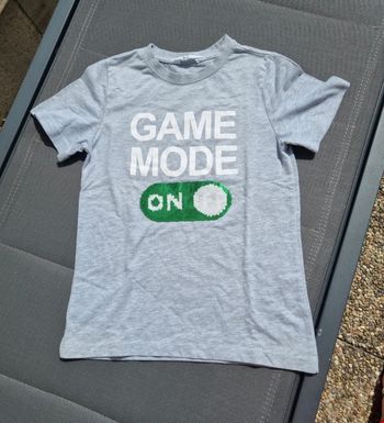 T-shirt gris sequins réversibles 