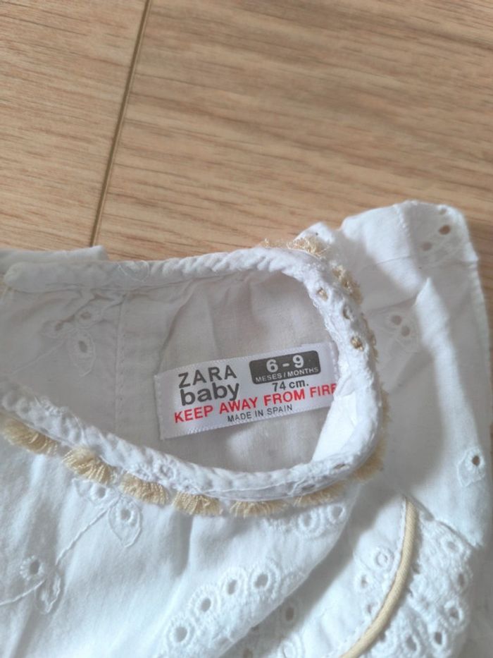 Robe blanche broderie anglaise Zara Baby - Taille 6-9 mois 74cm - photo numéro 3
