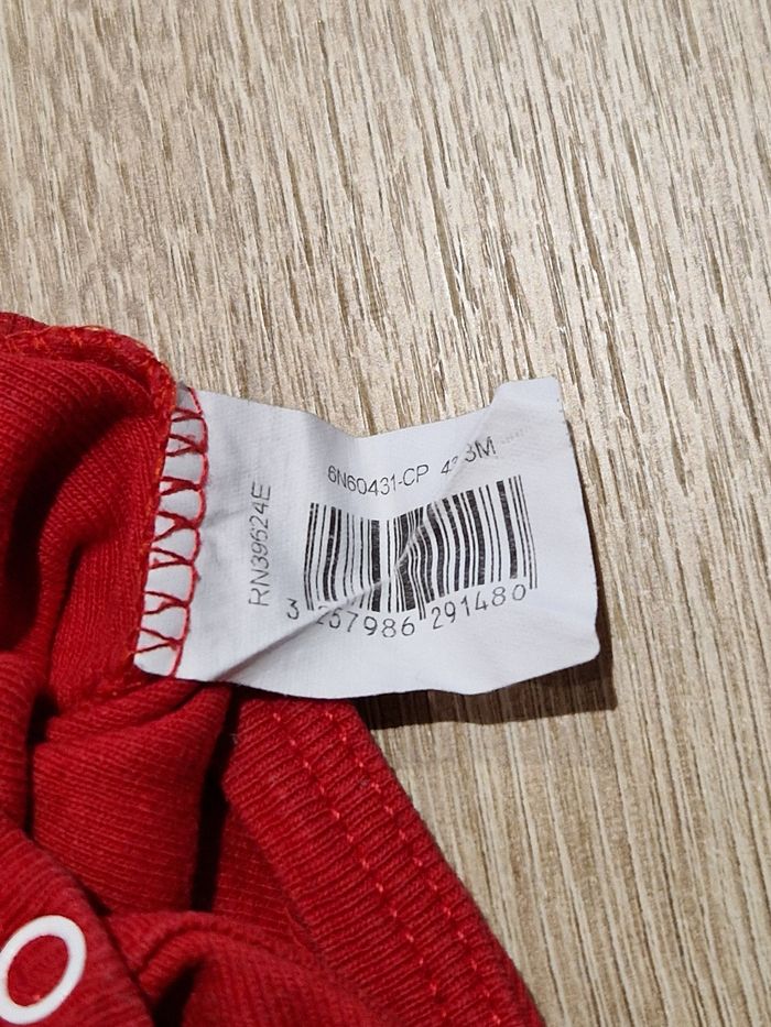 Body Bébé Rouge Uni Manches Longues Mixte 3 mois - photo numéro 4