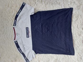 Tee Shirt Hollister blanc bleu
