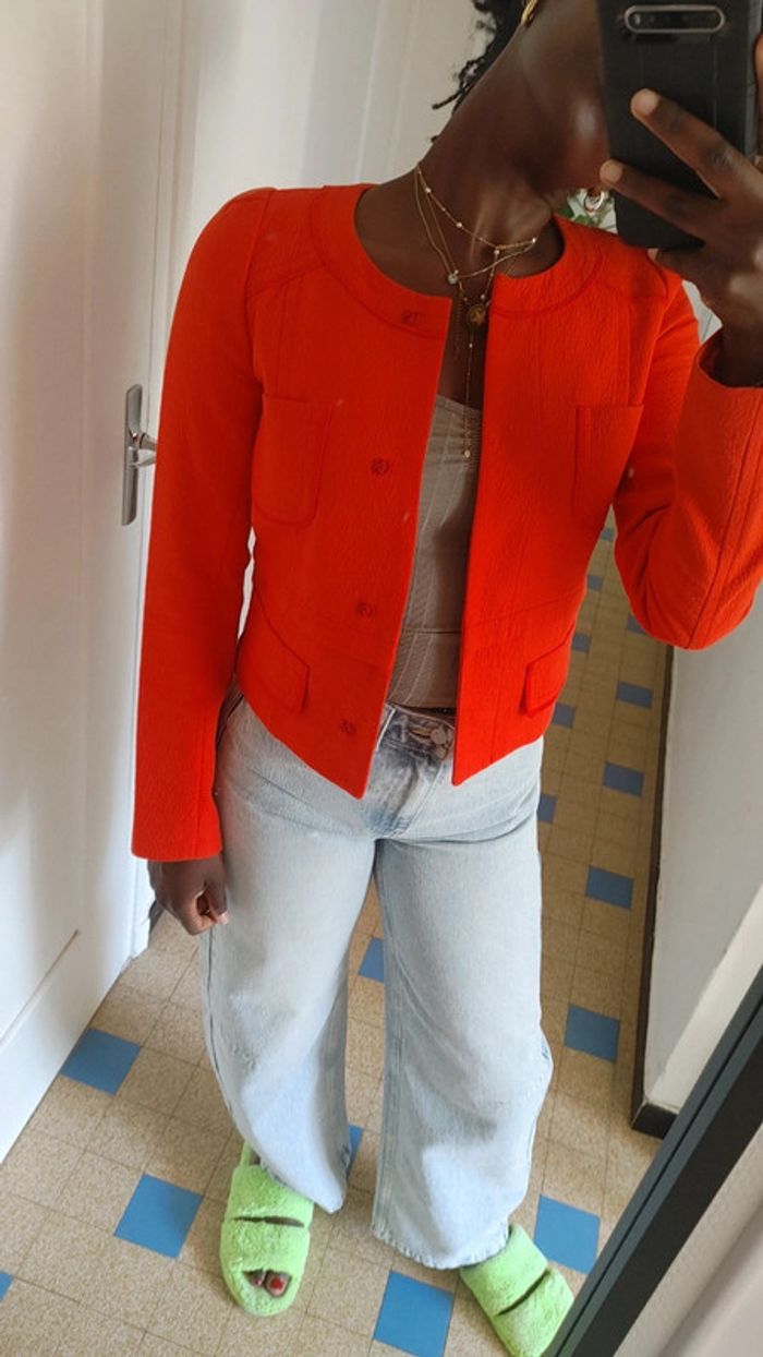 Magnifique veste courte orange - photo numéro 9