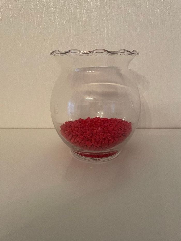 Joli Petit Bocal Forme Boule avec Collerette & Graviers