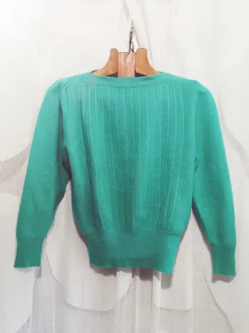 Caroll "Pull vert émeraude vintage laine et angora" t. 1