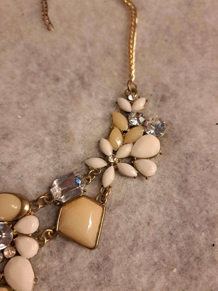 Collier avec strass blanc beige cristal - photo numéro 7
