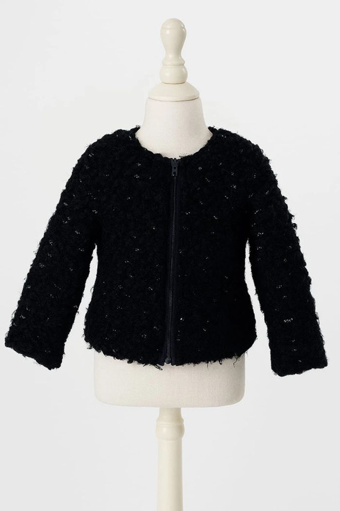 Veste bleu marine chiné argenté brillant style laine Catimini Taille 2 ans - photo numéro 2