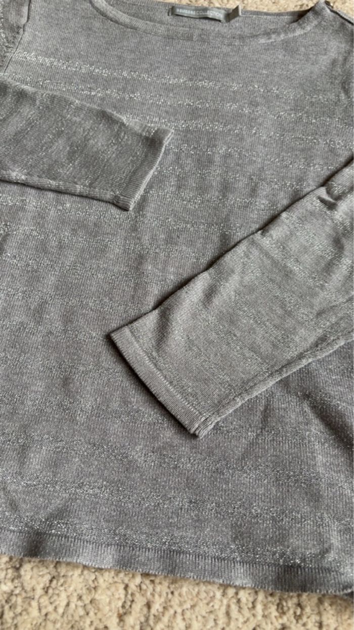 T-shirt à manches longues rayures pailletée boutons sur les épaules taille 10ans 3 suisses collection - photo numéro 2