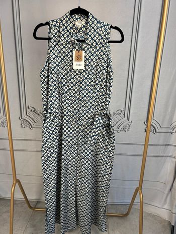 Robe longue Diega Bleu et crème XL neuve