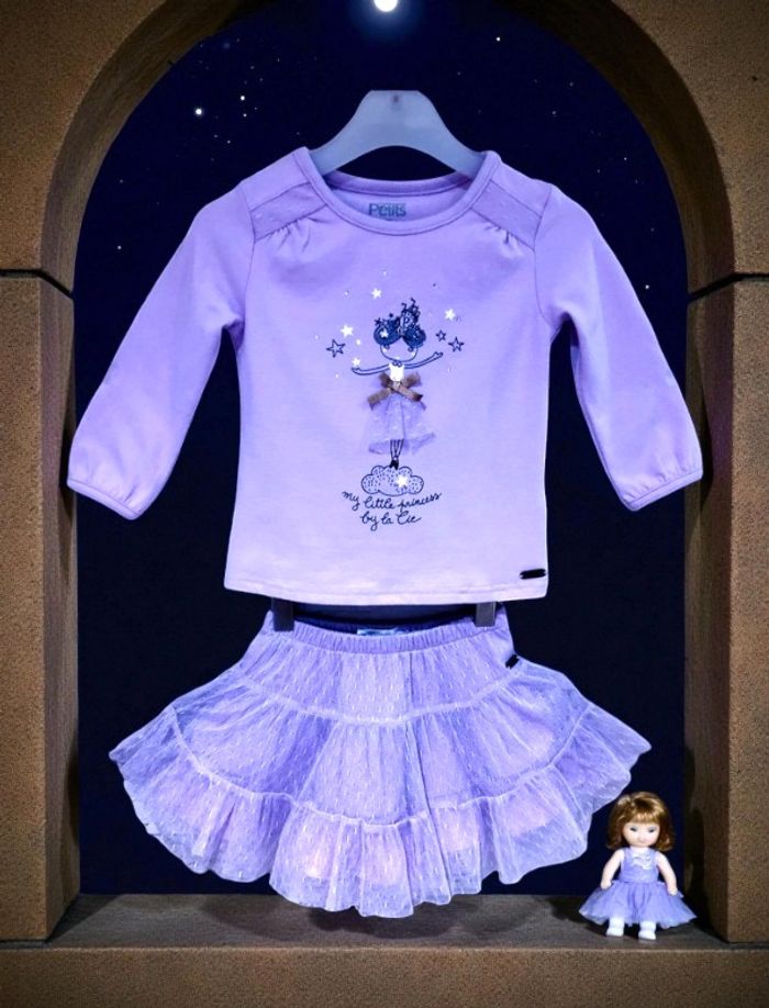 LCDP - NEW - ENSEMBLE 3P FILLE VOLANTS, TULLE PLUMETIS, STRASS & PAILLETTES 18M - photo numéro 3