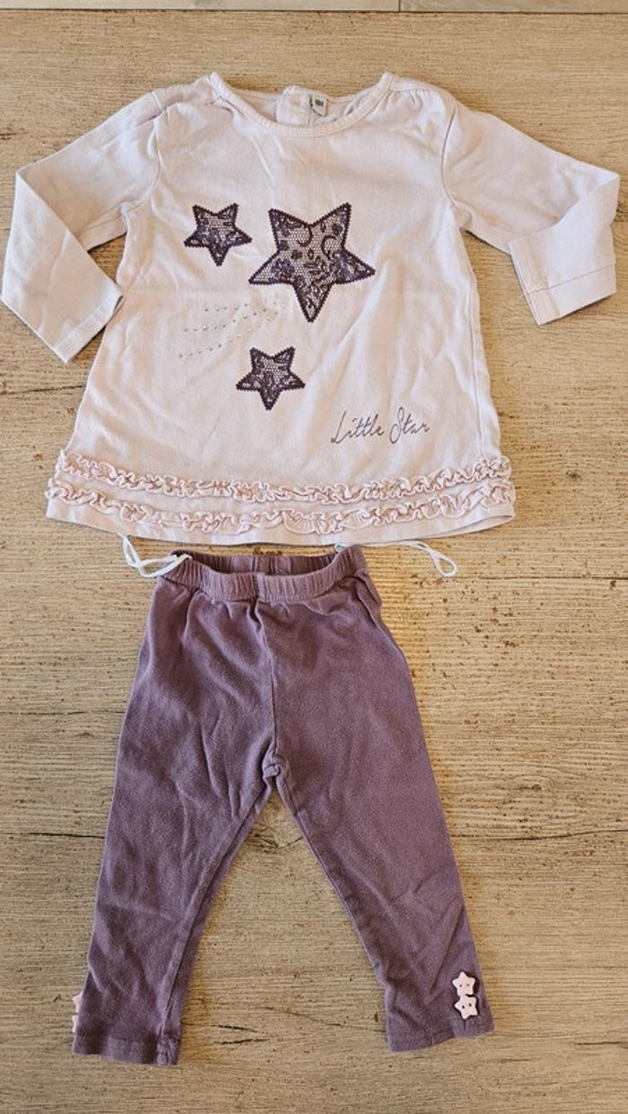 Ensemble fille mauve et lila, legging et tunique, 18 mois - photo numéro 3