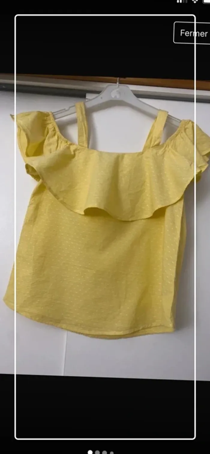Top jaune volant épaules dénudées Primark