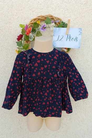 Blouse motif coeur 12mois Gemo