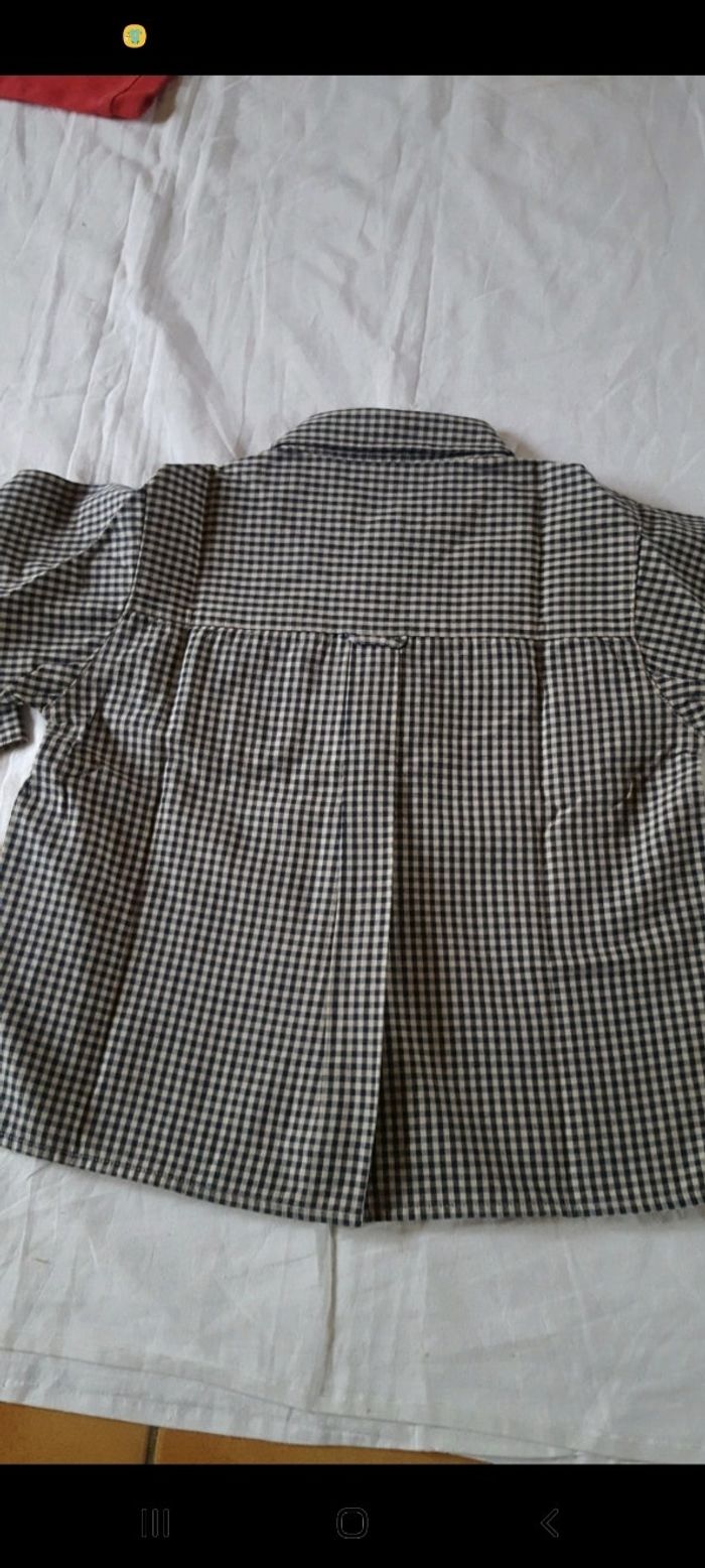 Chemise manches longues à petits carreaux bleu et beige en 18 mois - photo numéro 3