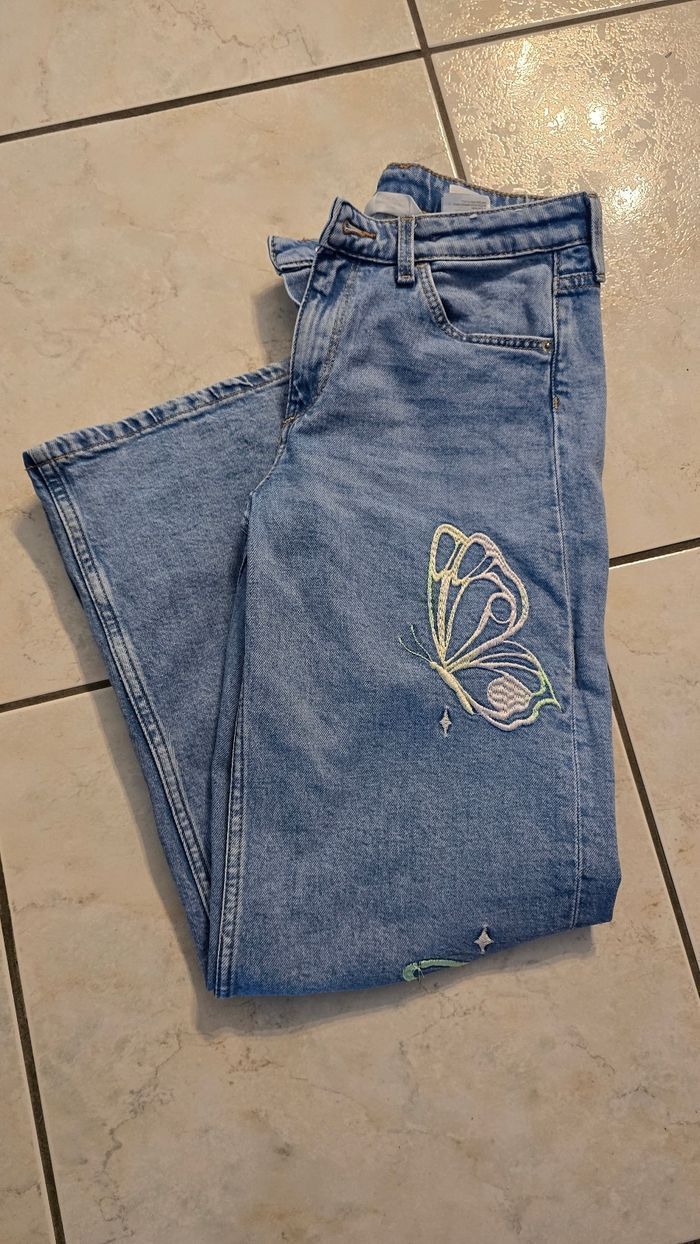 🤩🩷superbe  Jeans wide leg 11 ans fille 🩷🤩