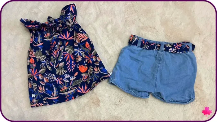 Ensemble été Obaïbi 9 mois | Débardeur et short en jean - photo numéro 2