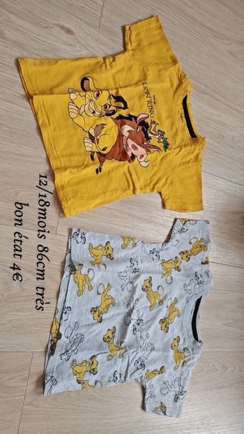 2 t-shirts 12/18mois 86cm 