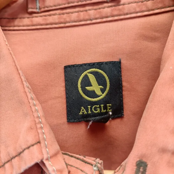 Chemise Aigle Corail pastel - M - 100% coton - résistante - surpiqûres marron - 2 poches plaquées - photo numéro 5