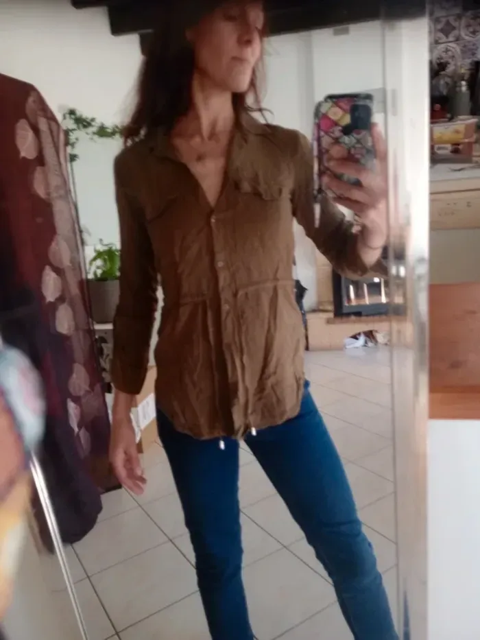 Chemise 38 femme cintrée – kaki c78 - photo numéro 2