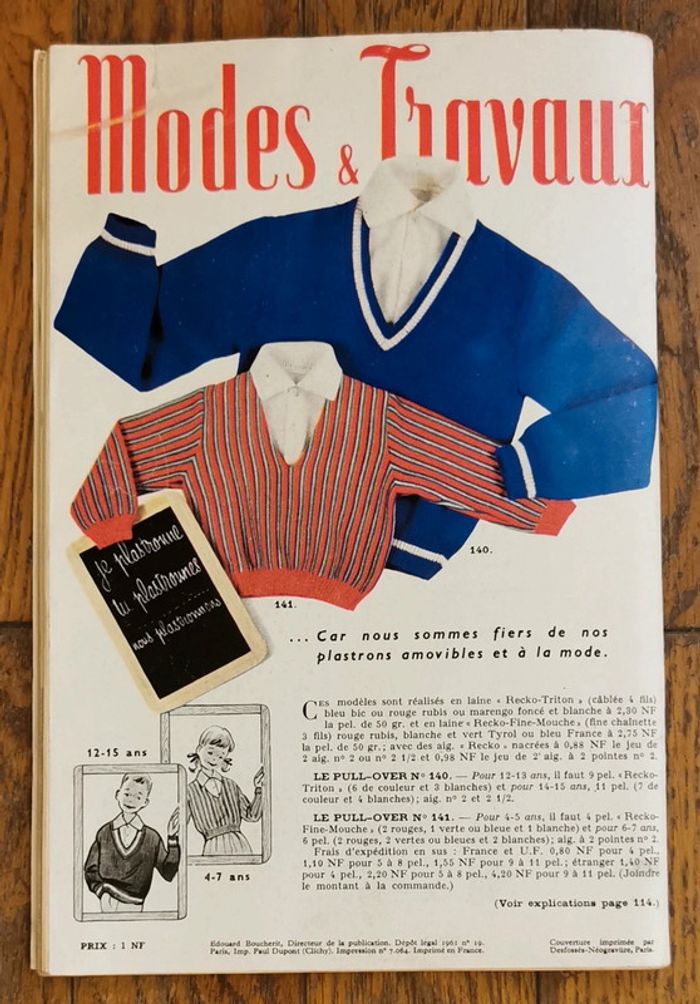 Ancien magazine 1961 Modes et travaux avec 2 patrons + supplément n°722 vintage - photo numéro 19