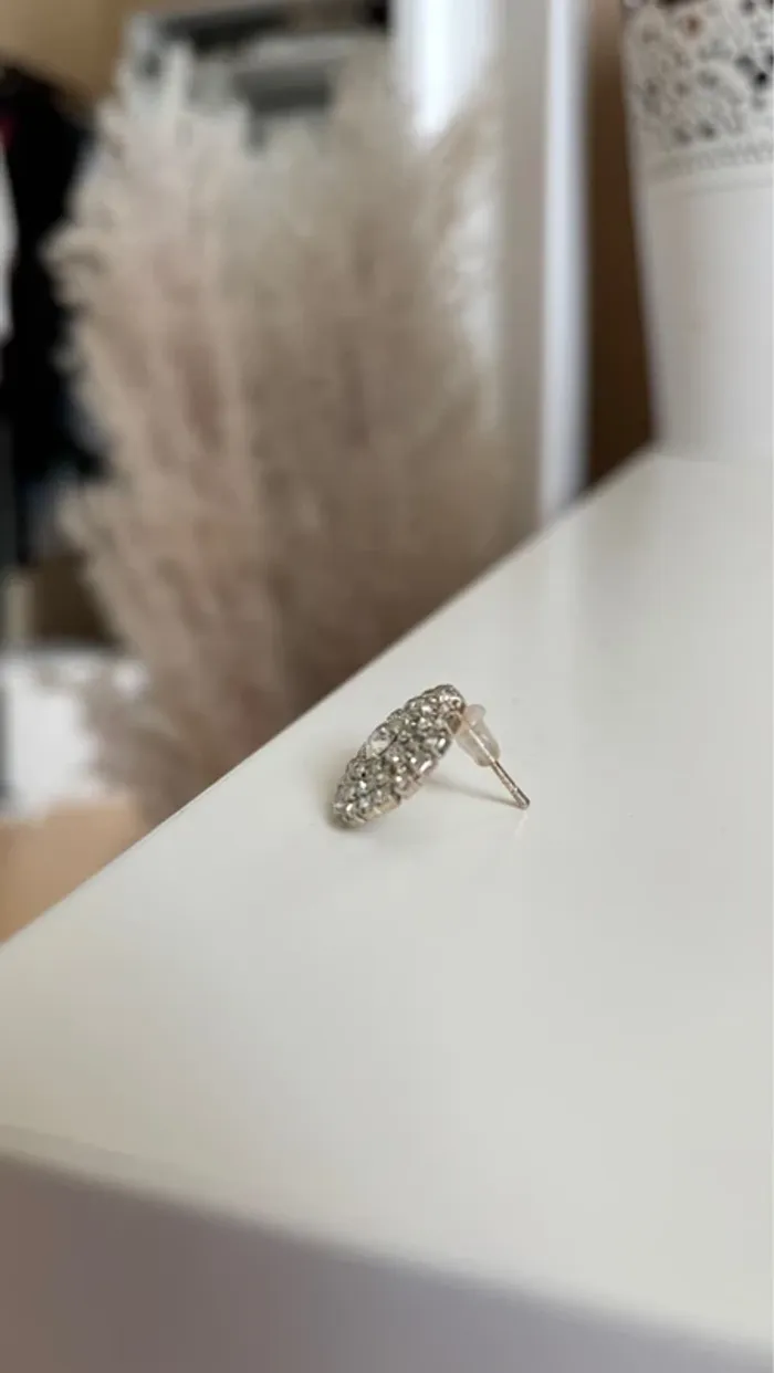 Boucles d’oreilles strass argentées - photo numéro 3