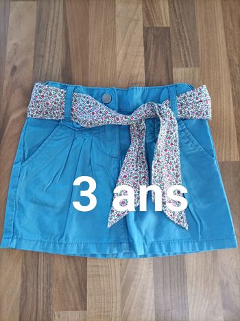 Jolie jupe bleu avec ceinture foulard fleurie 3 ans Tissaia