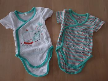Lot de 2 bodys bébé manches courtes 1 mois
