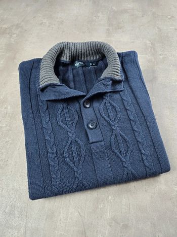 Pull coton Nautica torsadé col camionneur marine taille XL