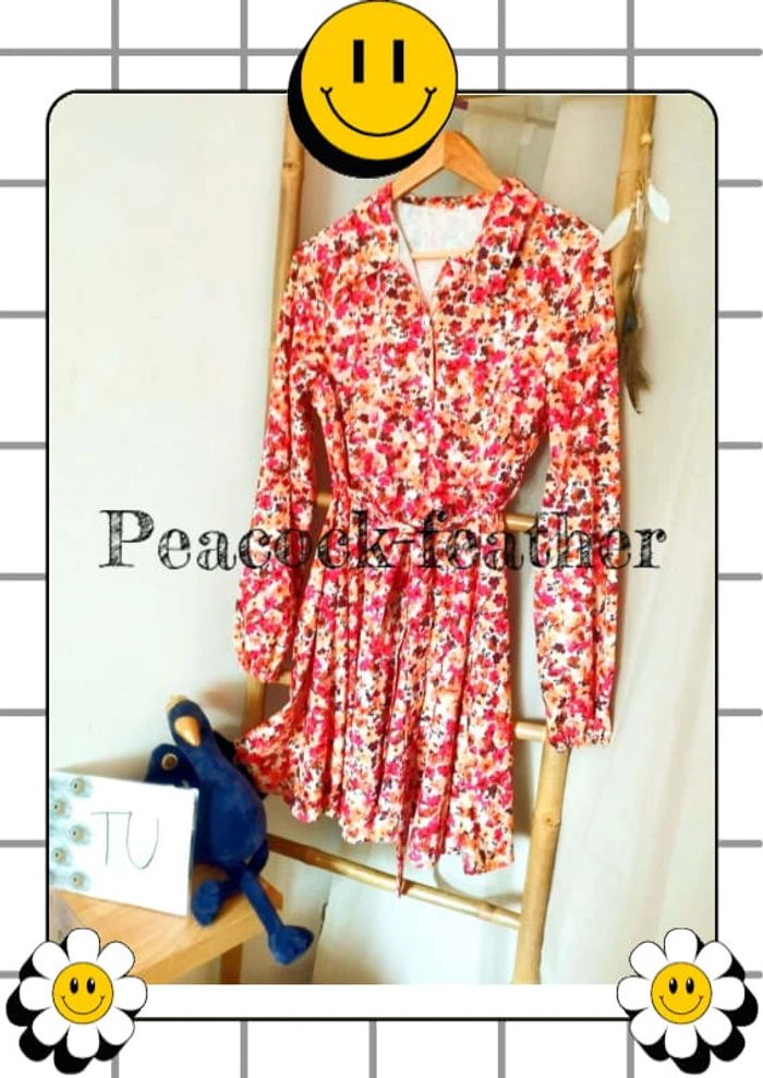 Robe fleurie jaune orange shein TU