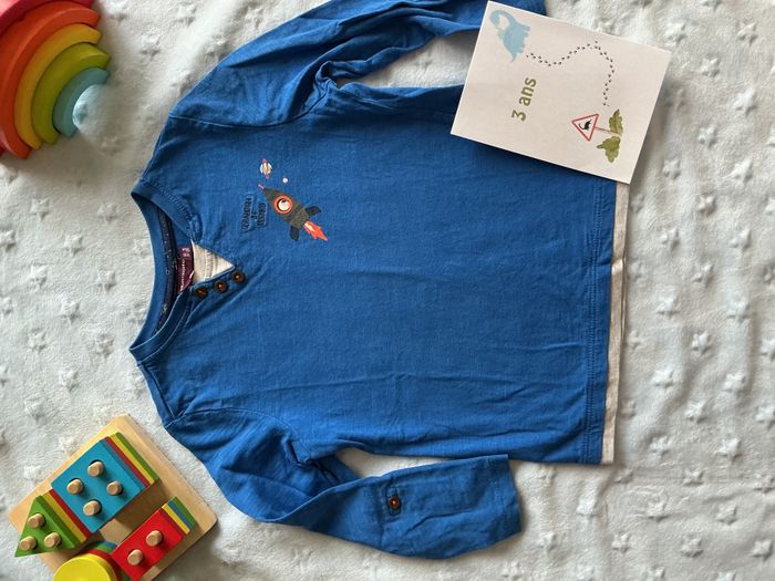teeshirt manches longues bleu dessin poitrine 3 ans sergent major - photo numéro 3