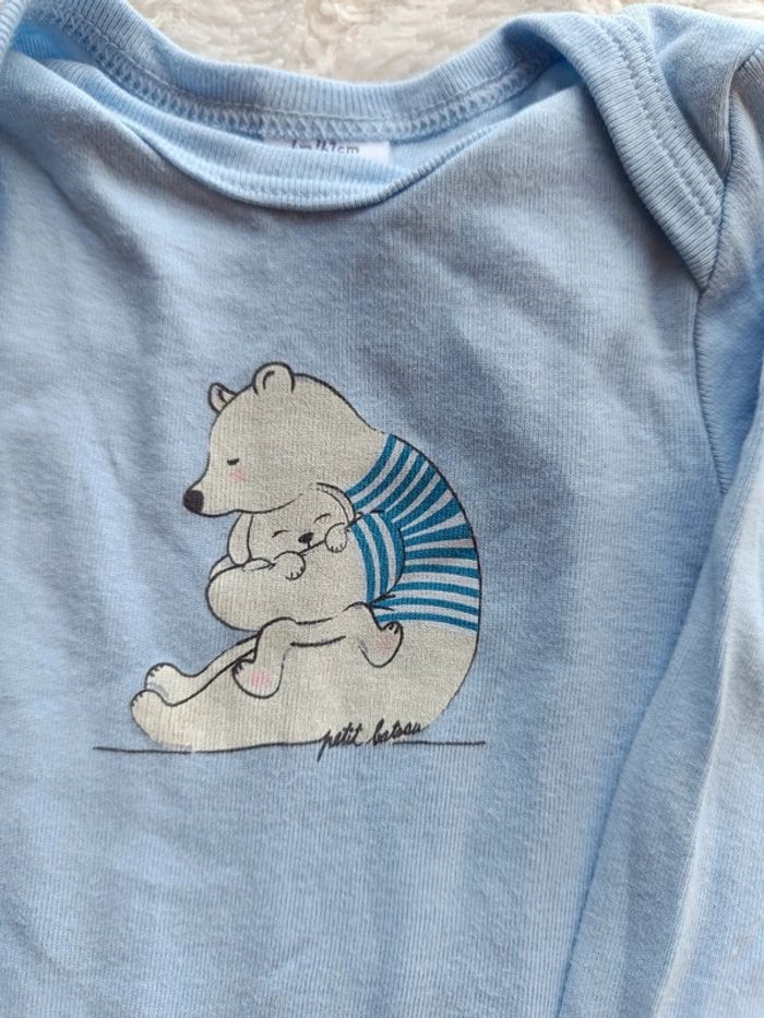 Lot de 2 bodies manches longues Garçon 6 mois Ours Petit bateau 100% coton - photo numéro 14